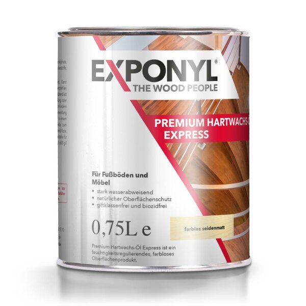 Exponyl Premium-Hartwachs-Öl Express - 0,75 L, farblos seidenmatt