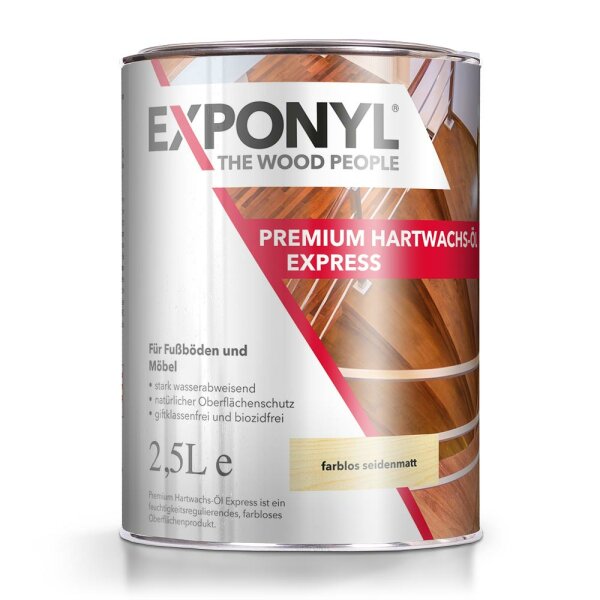 Exponyl Premium-Hartwachs-Öl Express - 2,5 L, farblos seidenmatt